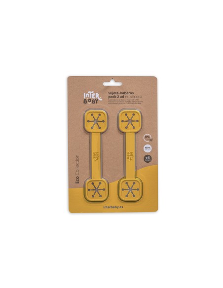 Sujeta Baberos Pack 2 Unds de Silicona Ocre Tierra