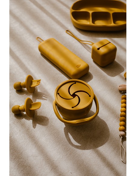 Sujeta Baberos Pack 2 Unds de Silicona Ocre Tierra