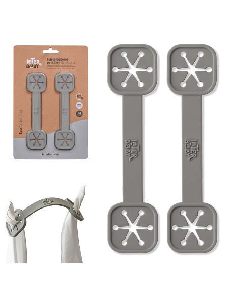Sujeta Baberos Pack 2 Unds de Silicona Gris Petroleo