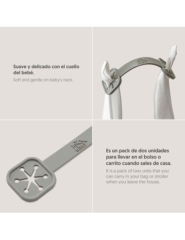 Sujeta Baberos Pack 2 Unds de Silicona Gris...