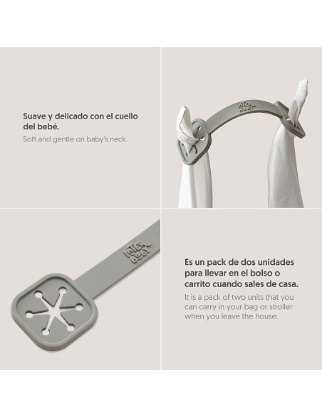 Sujeta Baberos Pack 2 Unds de Silicona Gris Petroleo