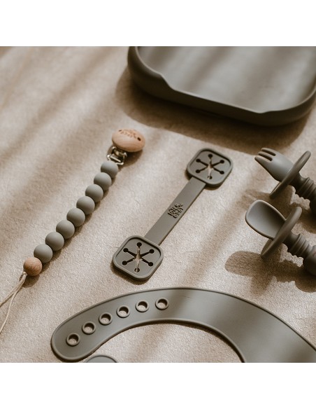 Sujeta Baberos Pack 2 Unds de Silicona Gris Petroleo