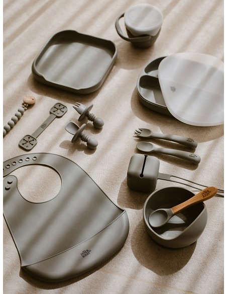 Sujeta Baberos Pack 2 Unds de Silicona Gris Petroleo