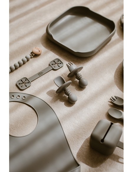 Sujeta Baberos Pack 2 Unds de Silicona Gris Petroleo