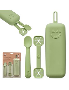Set Portacubiertos+Cuchara+Sujeta Baberos  de Silicona...
