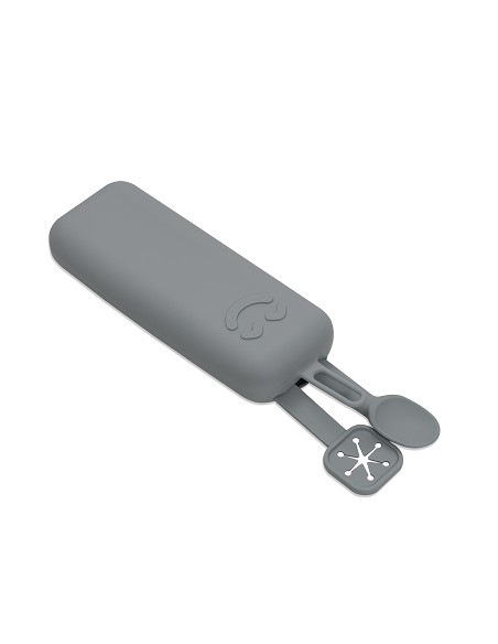 Set Portacubiertos+Cuchara+Sujeta Baberos  de Silicona Gris Petroleo