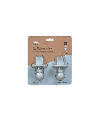 Set Cubiertos Aprendizaje  de Silicona Azul...