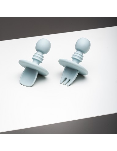 Set Cubiertos Aprendizaje  de Silicona Azul...