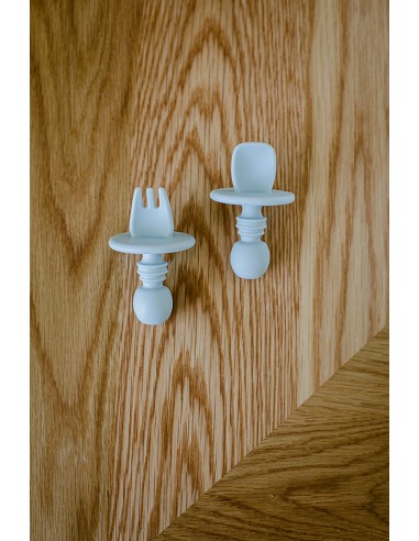 Set Cubiertos Aprendizaje  de Silicona Azul...