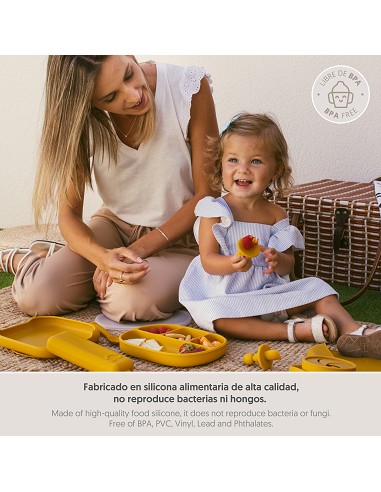 Set Cubiertos Aprendizaje  de Silicona Ocre Tierra