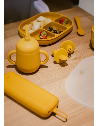 Set Cubiertos Aprendizaje  de Silicona Ocre Tierra