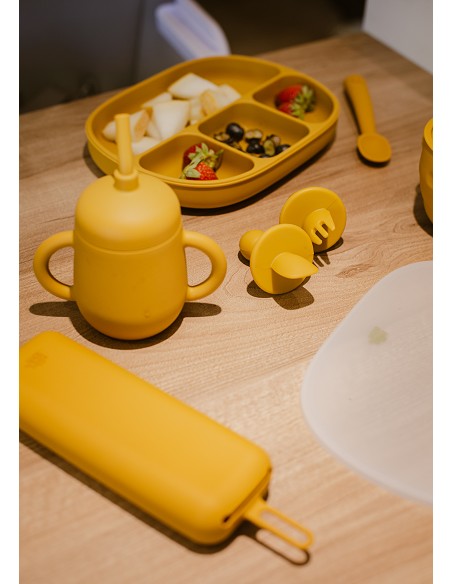 Set Cubiertos Aprendizaje  de Silicona Ocre Tierra
