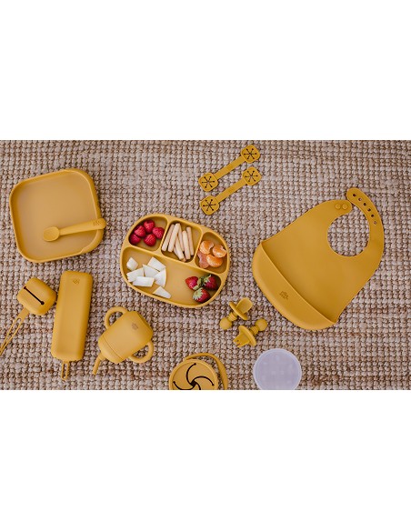 Set Cubiertos Aprendizaje  de Silicona Ocre Tierra