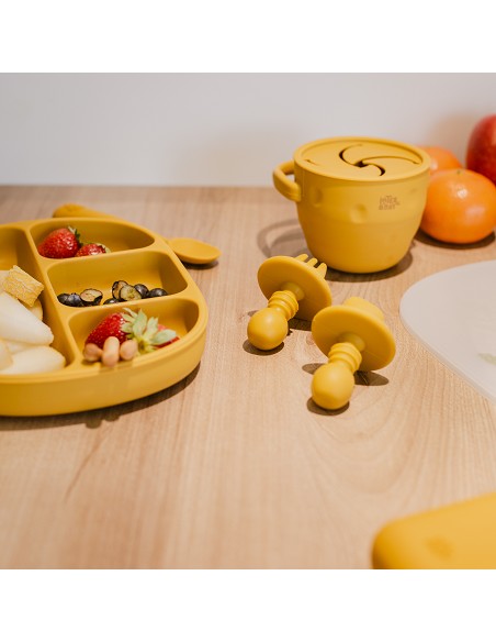 Set Cubiertos Aprendizaje  de Silicona Ocre Tierra