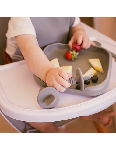 Set Cubiertos Aprendizaje  de Silicona Gris...