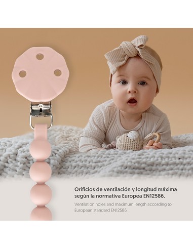 Chupetero Silicona Cadena Rosa Maquillaje