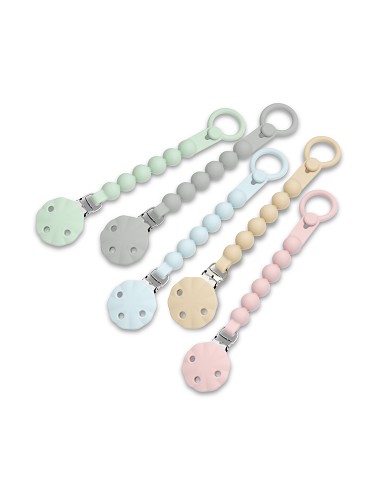 Chupetero Silicona Cadena Rosa Maquillaje