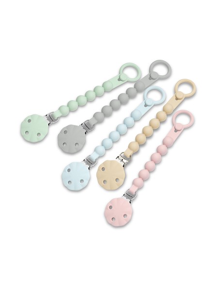 Chupetero Silicona Cadena Rosa Maquillaje