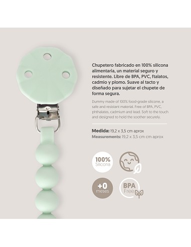 Chupetero Silicona Cadena Verde Oliva