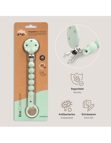 Chupetero Silicona Cadena Verde Oliva