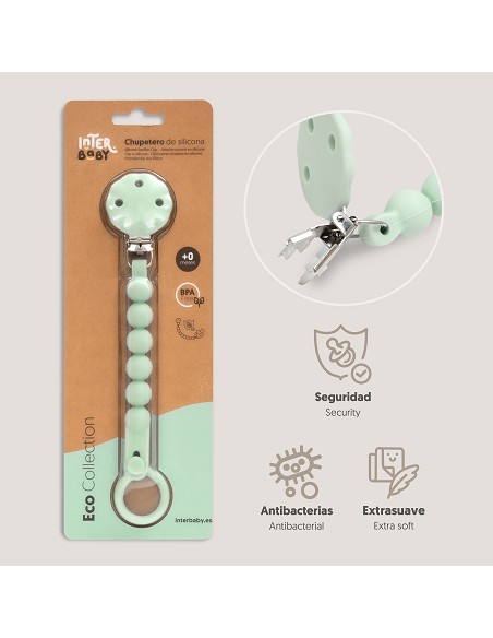 Chupetero Silicona Cadena Verde Oliva