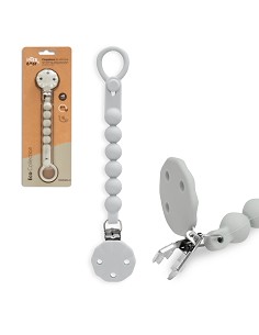 Chupetero Silicona Cadena Gris Petroleo