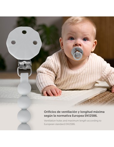 Chupetero Silicona Cadena Gris Petroleo