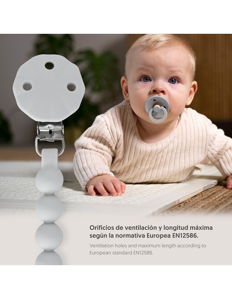 Chupetero Silicona Cadena Gris Petroleo