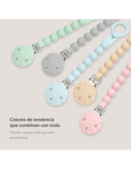 Chupetero Silicona Cadena Gris Petroleo