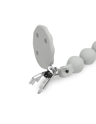 Chupetero Silicona Cadena Gris Petroleo