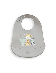 Babero Silicona Estampado Modelo Tres Amigos Gris Petroleo