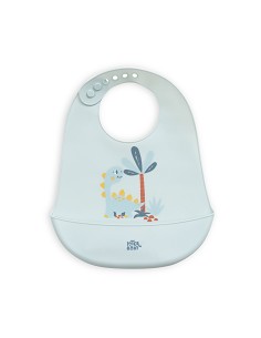 Babero Silicona Estampaddo Modelo Dino Azul Grisaceo