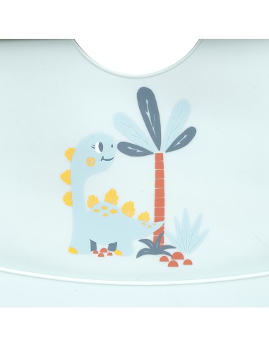 Babero Silicona Estampaddo Modelo Dino Azul...