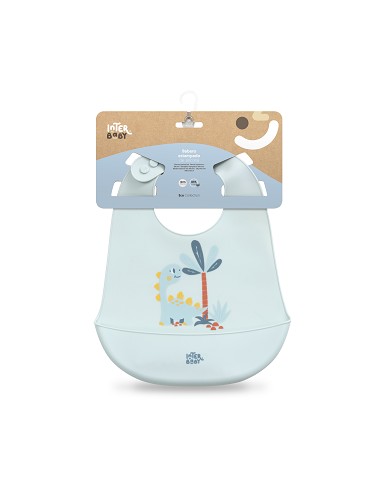 Babero Silicona Estampaddo Modelo Dino Azul...