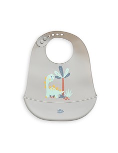 Babero Silicona Estampaddo Modelo Dino Gris Petroleo