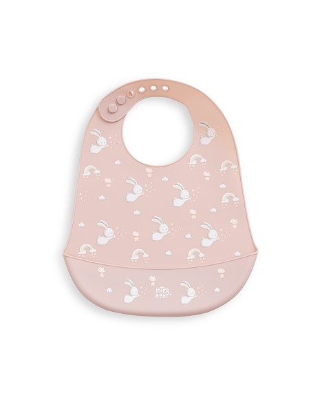 Babero Silicona Estampaddo Modelo Conejitos Rosa Maquillaje