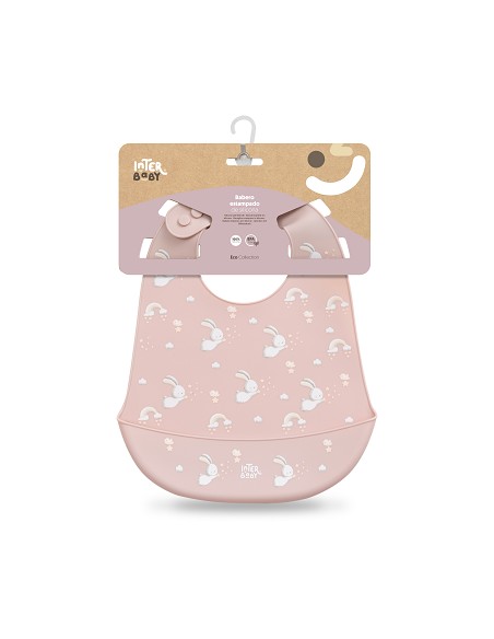 Babero Silicona Estampaddo Modelo Conejitos Rosa Maquillaje