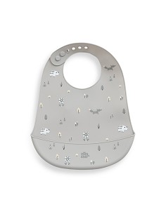 Babero Silicona Estampaddo Modelo Forest Gris Petroleo