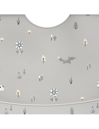 Babero Silicona Estampaddo Modelo Forest Gris...