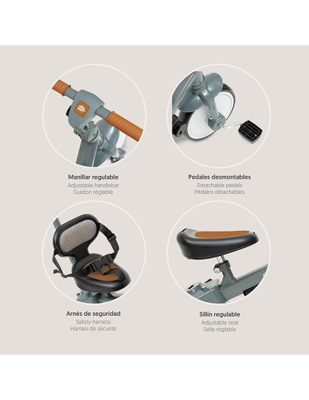 Triciclo Infantil Modelo Rapit Gris