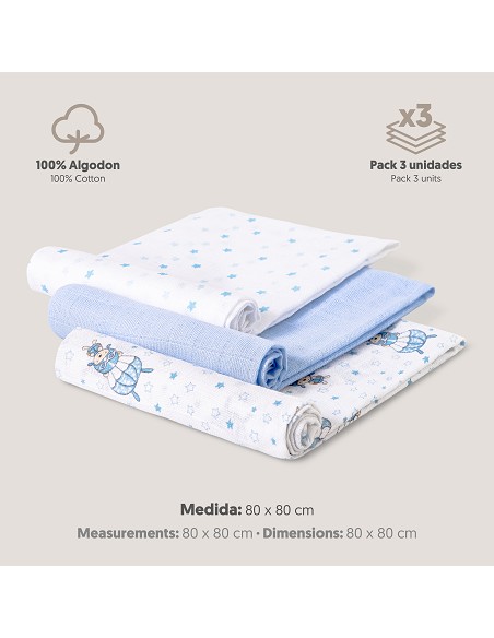 Gasas 80X80 Mod Paracaidista Pack 3 Azul