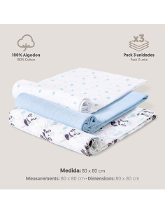 Gasas 80X80 Mod Panda Pack 3 Azul 2