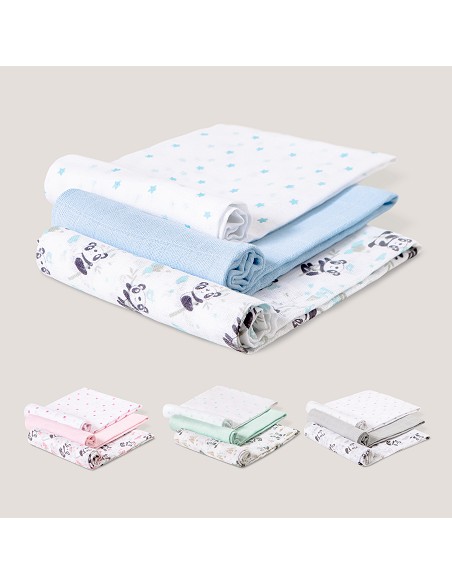 Gasas 80X80 Mod Panda Pack 3 Azul