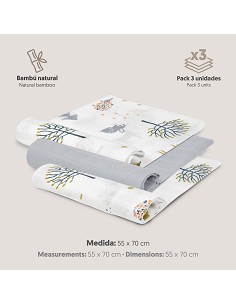 Gasas Bambu 55X70 Mod Fox Pack 3 Gris 2