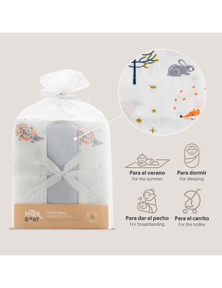 Gasas Bambu 55X70 Mod Fox Pack 3 Gris