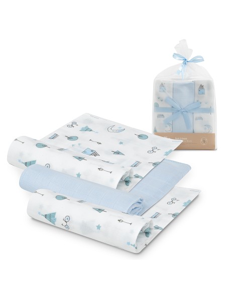 Gasas Bambu 55X70 Mod Moon Pack 3 Azul