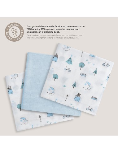 Gasas Bambu 55X70 Mod Moon Pack 3 Azul