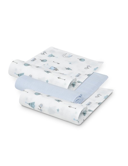 Gasas Bambu 55X70 Mod Moon Pack 3 Azul