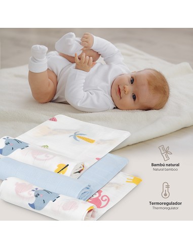 Gasas Bambu 55X70 Mod Jungla Pack 3 Azul