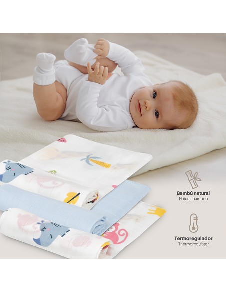 Gasas Bambu 55X70 Mod Jungla Pack 3 Azul